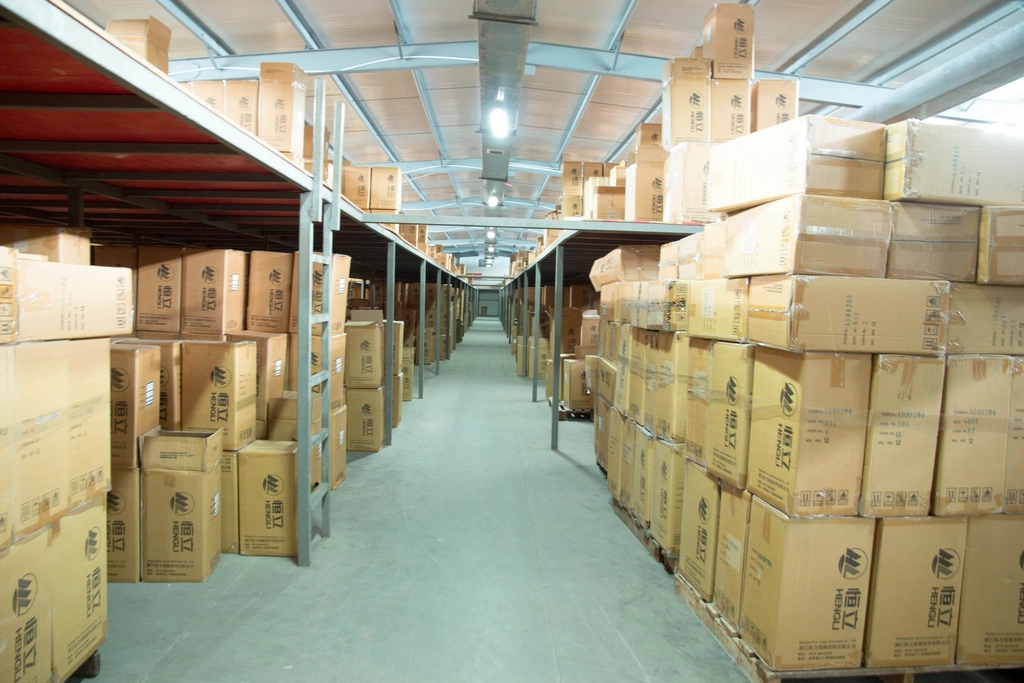 Cartons staged in a prep aisle ready for FBA shipment